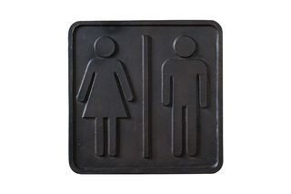 Letrero WC hecho de bronce