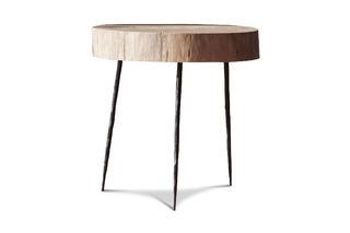 Mesa auxiliar de tronco de árbol Luka natural