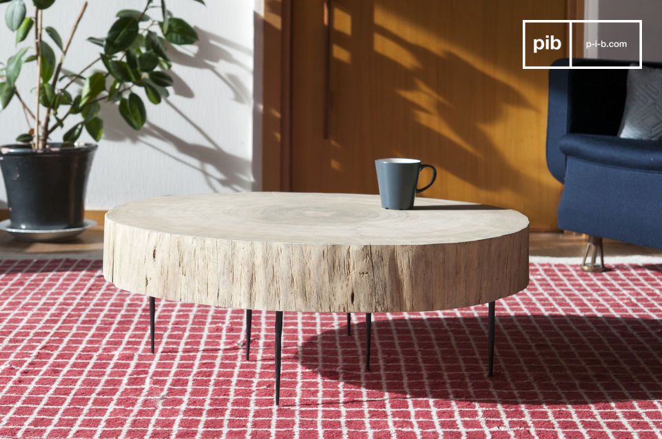 Mesa de centro de madera natural del tronco de la losa del tronco del árbol