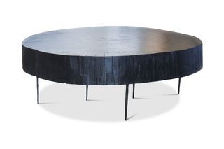 Mesa de centro de tronco de árbol Luka negro