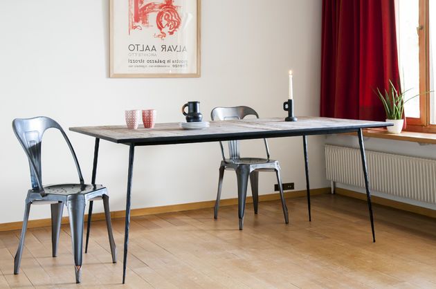 Mesa de comedor de madera y metal Sherman
