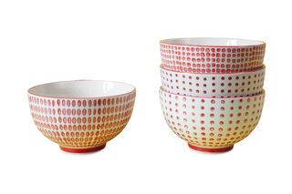 Set de 4 bols con lunares rojos