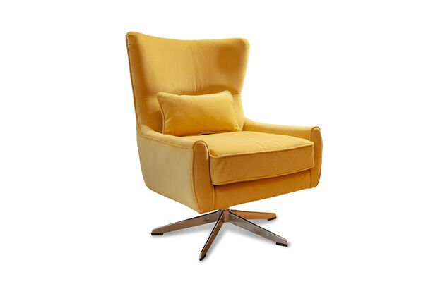 Silla giratoria de terciopelo amarillo Balmat