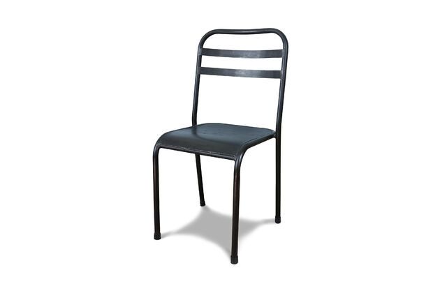 Silla marrón apilable de metal