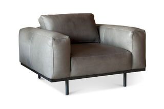 Sillón de cuero gris Almendraond
