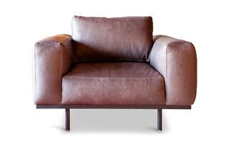 Sillón de cuero gris Almond