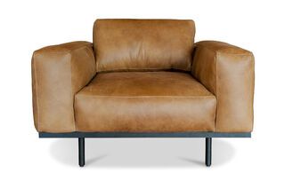 Sillón de cuero marrón Almond