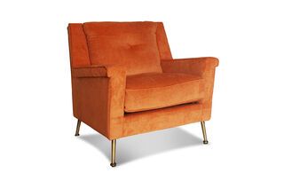 Sillón de terciopelo naranja Elbrouz