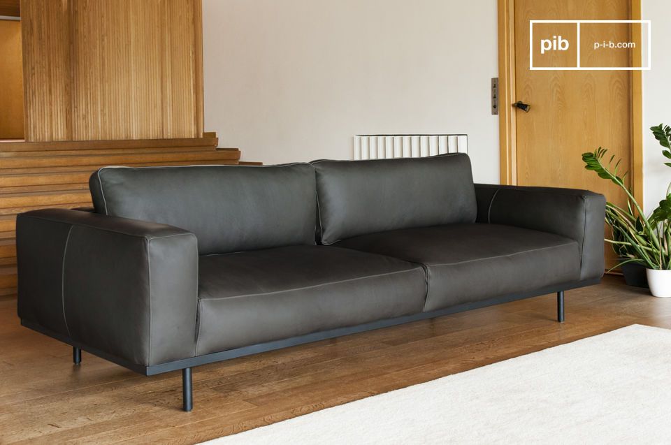 Un gran sofá de tres plazas, el eje de su estancia