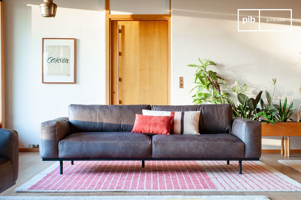 Un sofá cómodo con un diseño armonioso
