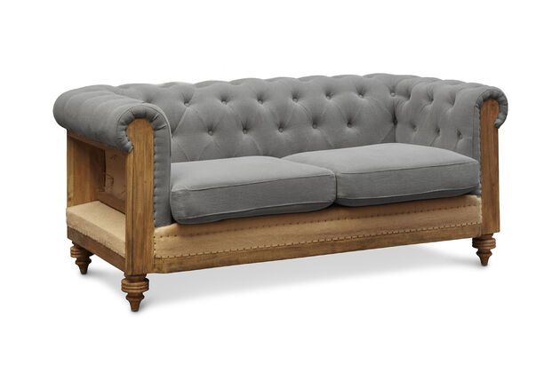 Sofá Chesterfield Montaigu 2 plazas en gris