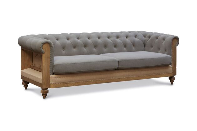 Sofá Chesterfield Montaigu Grande Gris
