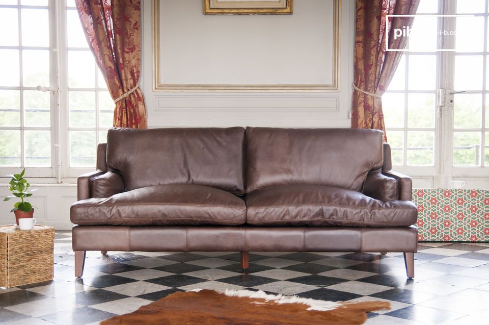 Precioso gran sofá de cuero.
