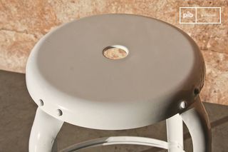 Taburete de bar con remaches blanco 60cm
